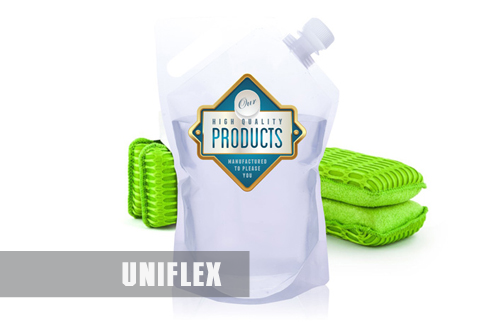 Pouches branded with self-adhesive labels