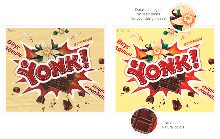 Regular flexo printing vs HD Flexo comparison